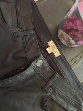 Burberry Black Sueded Slim Denim Jeans with Branded Waist Label